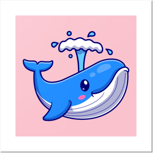 Cute Whale Cartoon Posters and Art